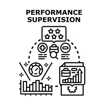 Performance supervision evaluating business work efficiency process Stock Illustration