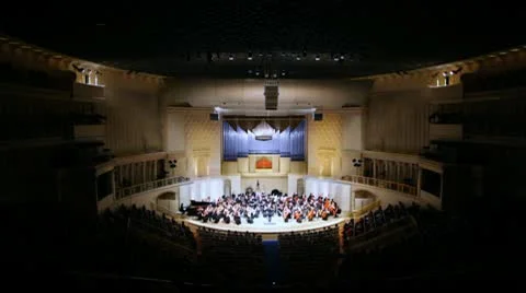 Performance of Symphony Orchestra of Moscow State Conservatory Stock Footage 10790680