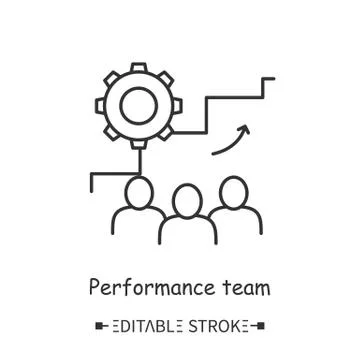 Performance team line icon. Editable illustration Illustrazione stock