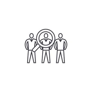 Performance team vector line icon, sign, illustration on background, editable Stock Illustration