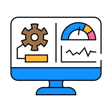 Performance testing analyst icon color illustration Illustrazione stock