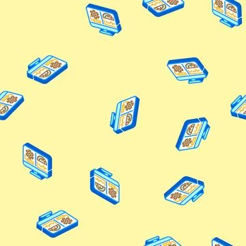 Performance testing analyst isometric icon seamless pattern Stock Illustration