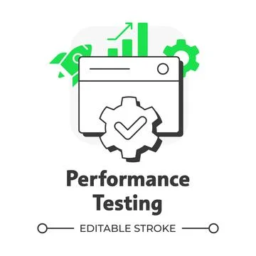 Performance testing flat outline concept icon Stock Illustration