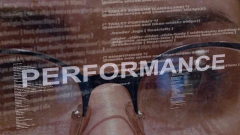 Performance text on female software developer Stock Footage 107660799