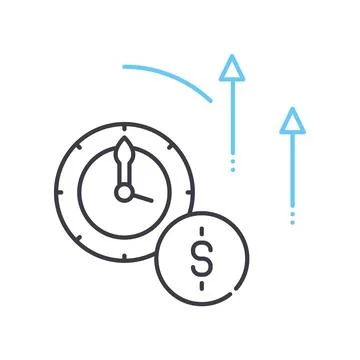 Performance through time line icon, outline symbol, vector illustration, concept Illustrazione stock