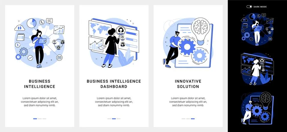 Performance tools and software solutions mobile app UI kit. Stock Illustration