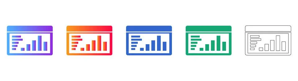 Performance Tracking Analytics Bar Chart Icons Illustrazione stock