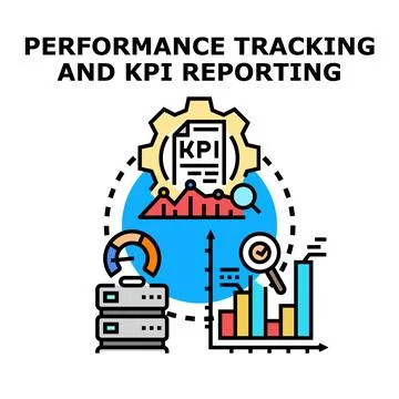 Performance tracking and kpi reporting concept Stock Illustration