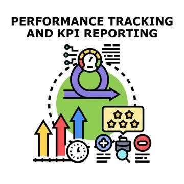Performance tracking and kpi reporting business concept Stock Illustration