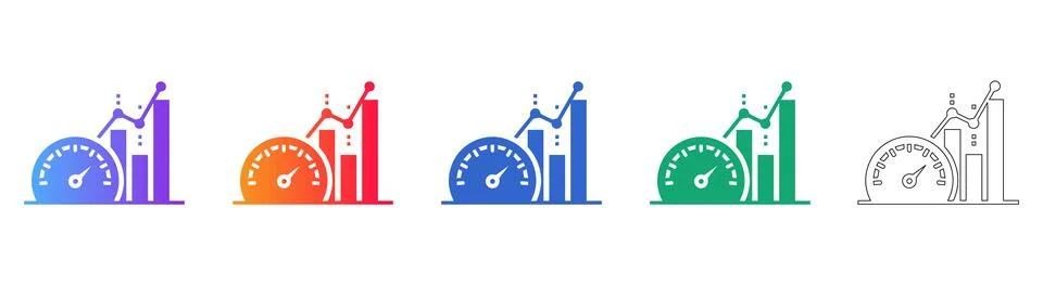 Performance Tracking and Speedometer Icons Stockillustratie