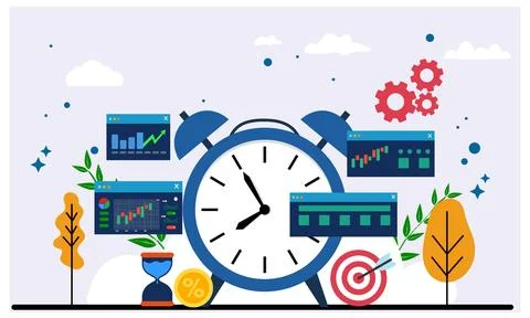 Performance Tracking and Time Efficiency Illustrazione stock
