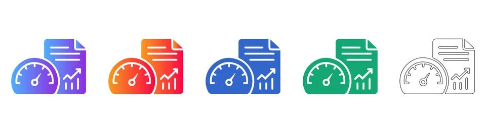 Performance Tracking Document Icons Illustrazione stock
