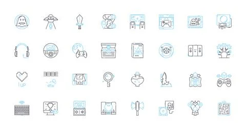 Performance tracking linear icons set. Analytics, Metrics, Evaluations Stock Illustration
