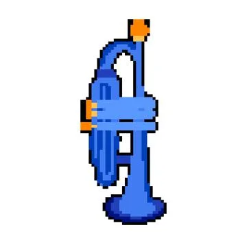 Performance trumpet pixel art vector illustration Stock Illustration