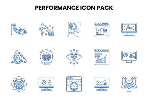 Performance Two Color Blue Design Icons Pack 스톡 일러스트