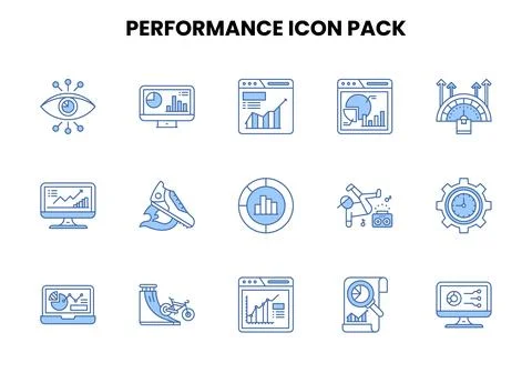 Performance Two Color Blue Graphics Icons Pack Illustrazione stock