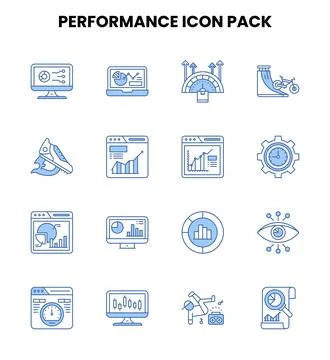 Performance Two Color Blue Graphics Icons Pack Иллюстрация