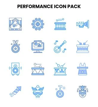 Performance Two Colour Bundle Icons Pack 스톡 일러스트