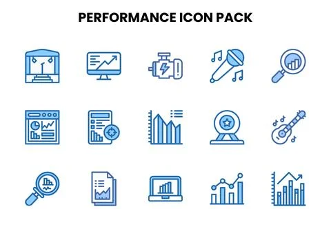 Performance Two Colour Icons Pack 스톡 일러스트