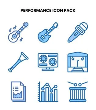 Performance Two Colour Set Icons Pack Stock Illustration
