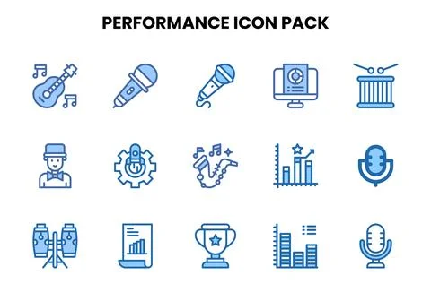 Performance Two Colour Vector Icons Pack Stock Illustration