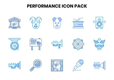 Performance Two Colour Vector Icons Pack Stock Illustration