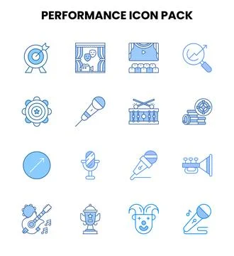 Performance Two Colour Vector Icons Pack Stock Illustration