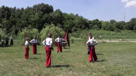 Performance Of Ukrainian Cossacks And Fighting Hopak Stock Footage 51778976