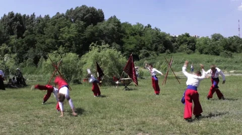 Performance Of Ukrainian Cossacks And Fighting Hopak Stock Footage 51779259