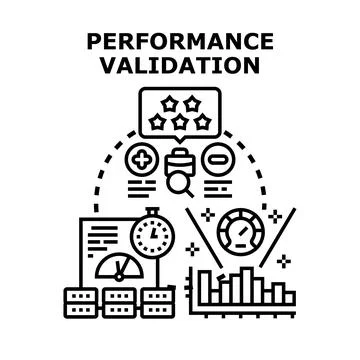 Performance validation concept for business quality evaluation Illustrazione stock