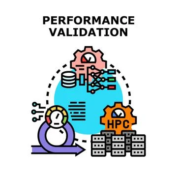 Performance validation process evaluating data and high performance computing Stock Illustration