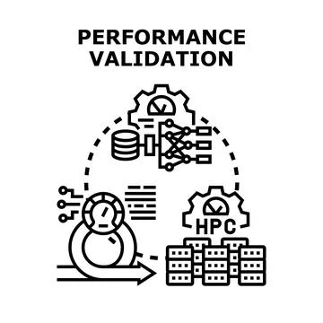 Performance validation process evaluating data and high performance computing Stock Illustration
