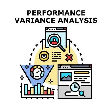 Performance variance analysis concept vector evaluating business data Stock Illustration