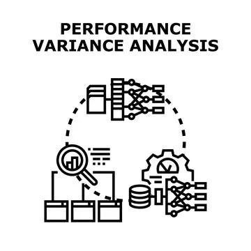 Performance variance analysis evaluating business indicators Stock Illustration