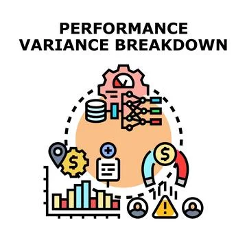 Performance variance breakdown analyzing business data Stock Illustration