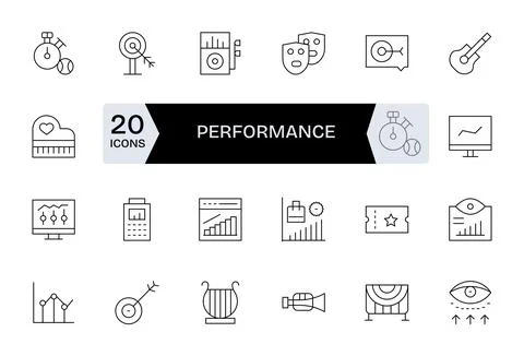 Performance Vector Icon Repository containing 24 Thin Line 256x256 Pixel Op.. Stock Illustration