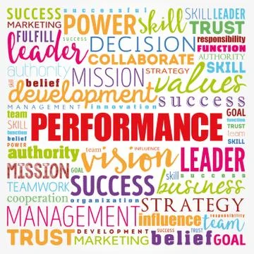 Performance word cloud collage, business concept background Stock Illustration