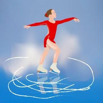 The performance of young figure skaters skating Stock Illustration