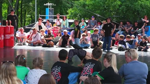 Performances of boys' teams in breakdancing 스톡 동영상 246666447