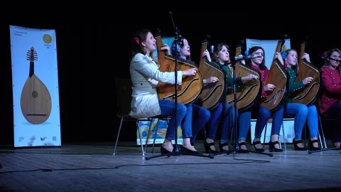Performances of folk bands using the musical instrument bandura. Stock-Footage 120009738