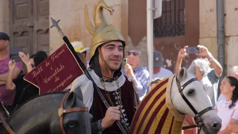 Performer in Ball de Turcs i Cavallets at Santa Tecla 2025 Vídeo Stock 331111023