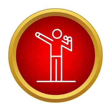 Performer singing into microphone on stage icon Stock Illustration