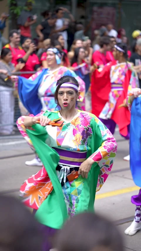 Performer in Traditional Costume Dancing at Pride Parade in Toronto 스톡 동영상 332018108