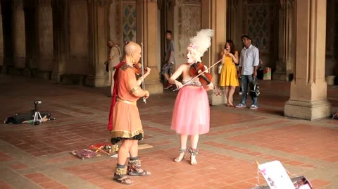 Performers at Central Park Stock Footage 48342197