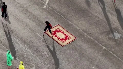 Performers on Stilts Walking During a Public Street Gathering in China Видео 337858945