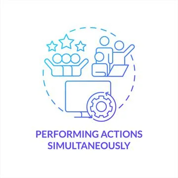 Performing actions simultaneously blue gradient concept icon Illustrazione stock