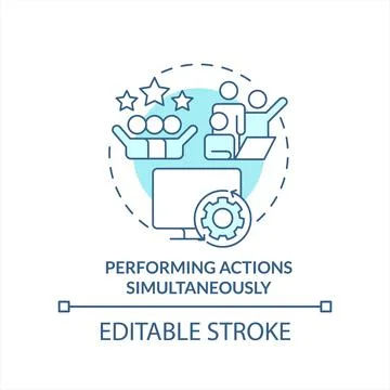 Performing actions simultaneously turquoise concept icon Stock-Illustration