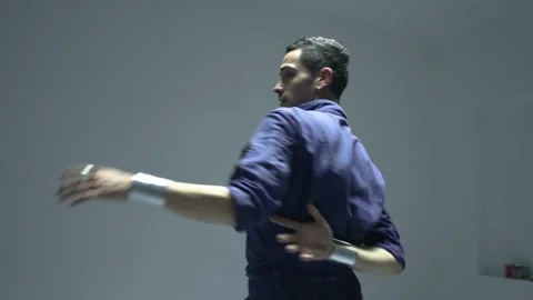 Performing art of a dancing man express freestyle moving Stock Footage 255599723