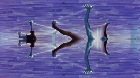 Performing Arts In Dance With Two People On Violet Floor Stock Footage 90458362