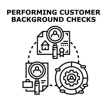 Performing customer background checks and due diligence process Stock Illustration
